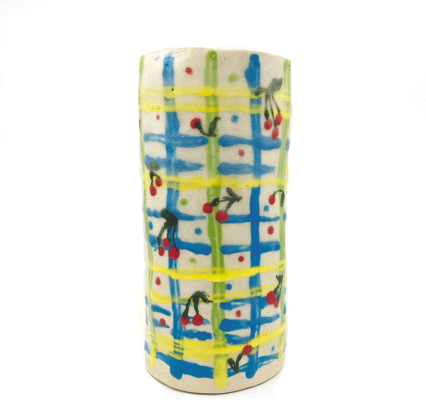 Cherries & Gingham Vase