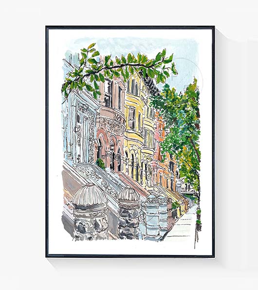 NYC Brownstones Print