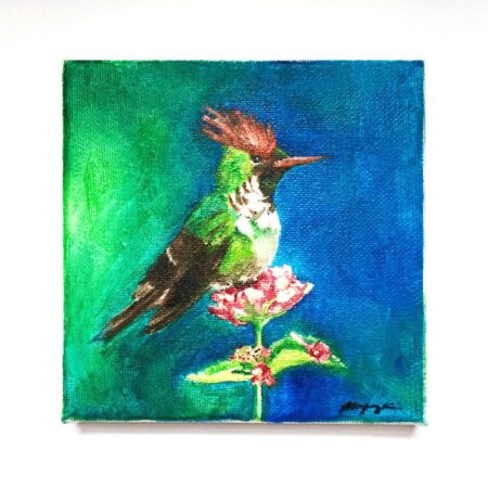 Hummingbird and Flowers painting